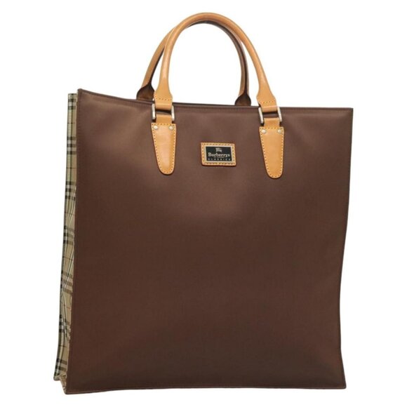 Burberrys Tote Bag Nylon Brown Auth th6104 - Picture 1 of 16